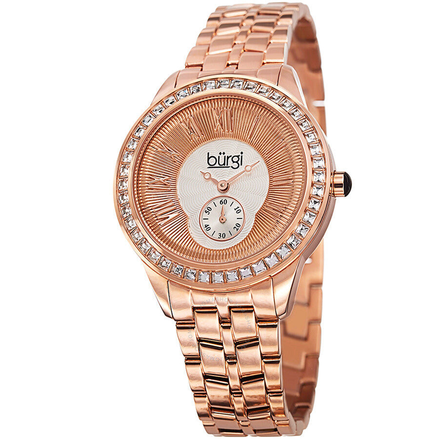 Burgi Silver and Gold Dial Rose Gold-tone Ladies Watch BUR106RG - The Watches Men & Co