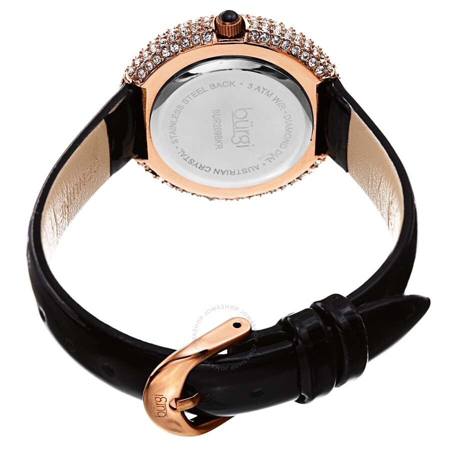 Burgi Swirl Crystal Black Dial Ladies Watch BUR209BKR - The Watches Men & Co #4