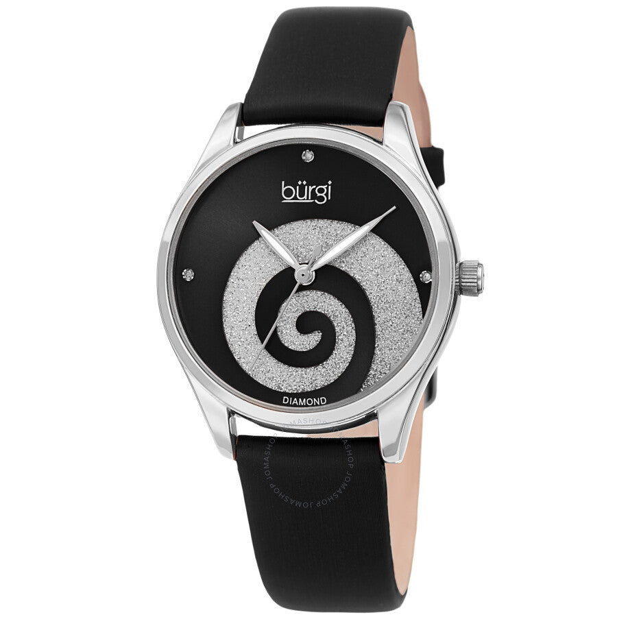 Burgi Swirl Quartz Diamond Black Dial Ladies Watch BUR201SSBK - The Watches Men & Co