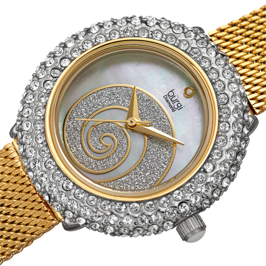 Burgi Swirl Quartz Diamond White Dial Ladies Watch BUR259YGS - The Watches Men & Co #2