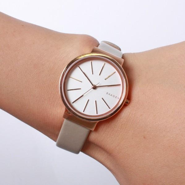 Skagen Ancher White Dial Leather Strap Ladies Watch SKW2481