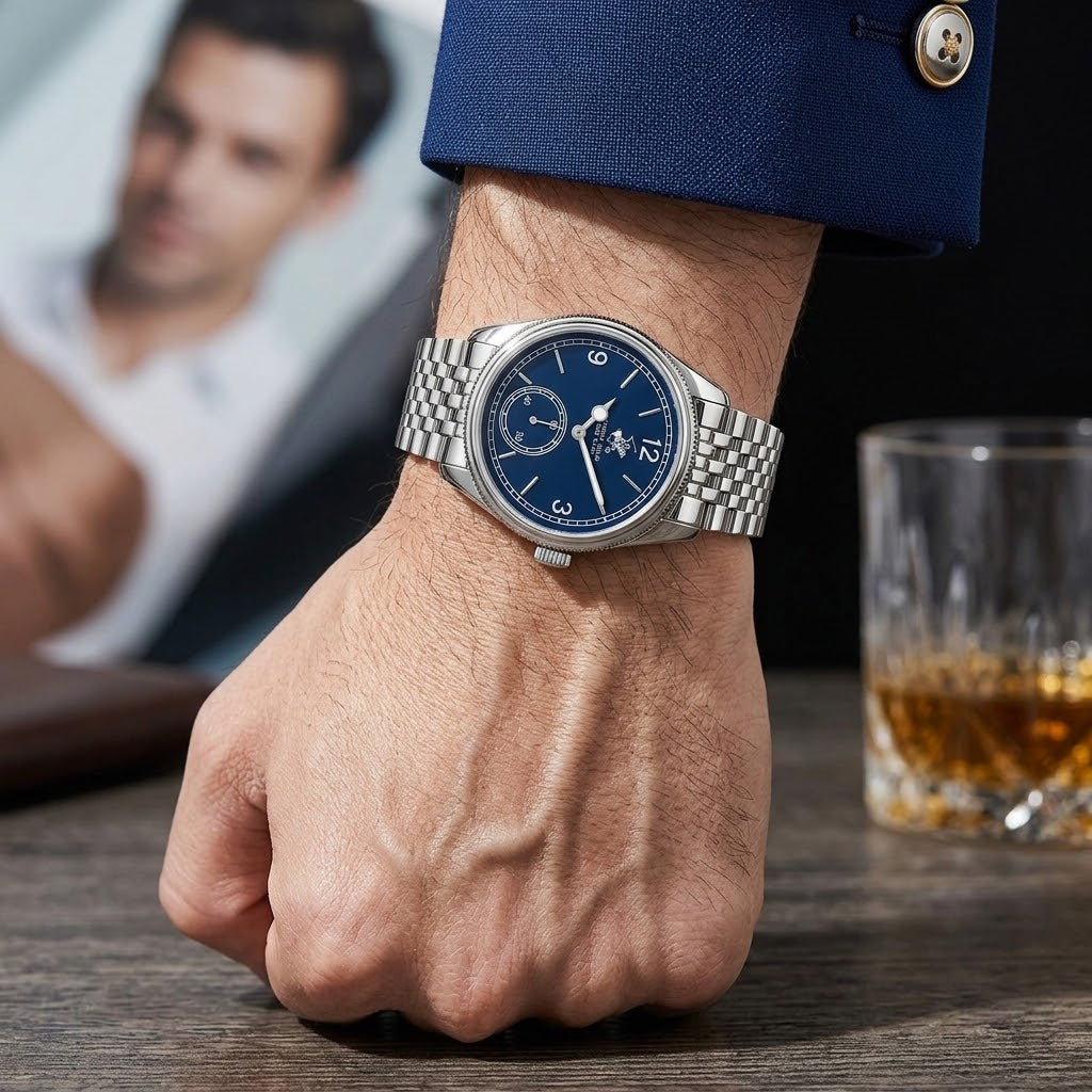 Beverly Hills Polo Club Blue Dial Silver Watch BP3890X.390