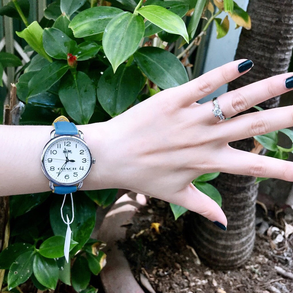 Coach Delancey Silver Dial Blue Leather Strap Ladies Watch 14502559