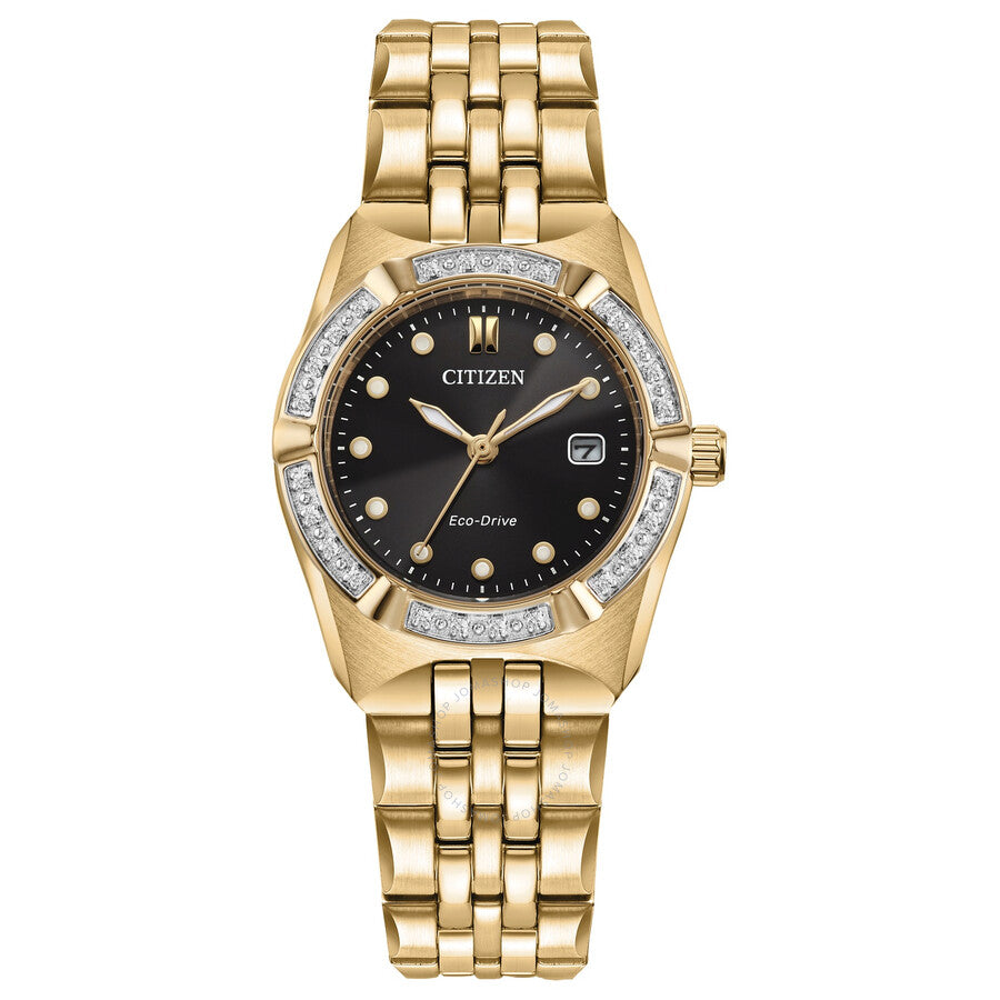 Citizen Corso Diamond Black Dial Ladies Watch EW2712-55E - The Watches Men & Co