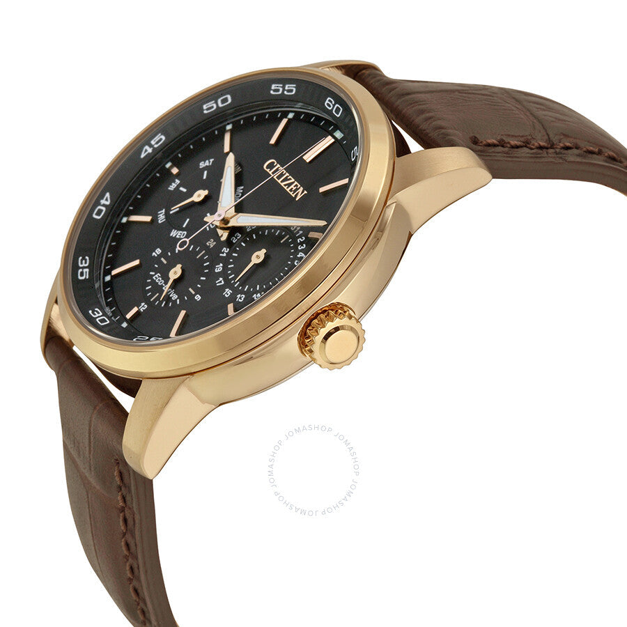Citizen Dress Eco-Drive Black Dial Brown Leather Men's Watch BU2013-08E - The Watches Men & Co #2
