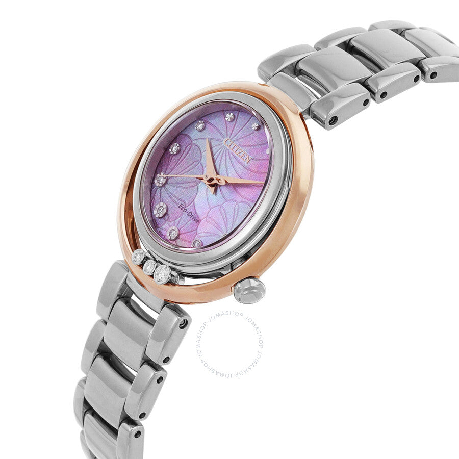 Citizen L Eco-Drive Diamond Pink Mother of Pearl Dial Ladies Watch EM1114-80Y - The Watches Men & Co #2