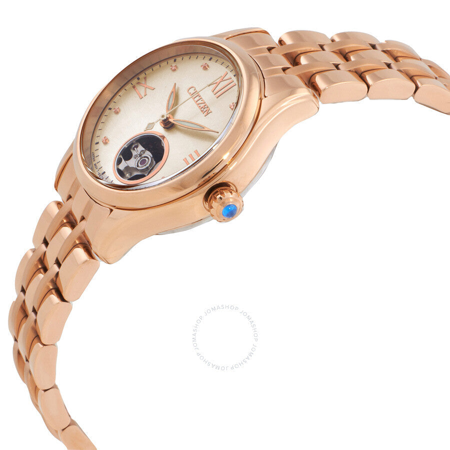 Citizen Luna Automatic Gold Dial Ladies Watch PR1043-80P - The Watches Men & Co #2