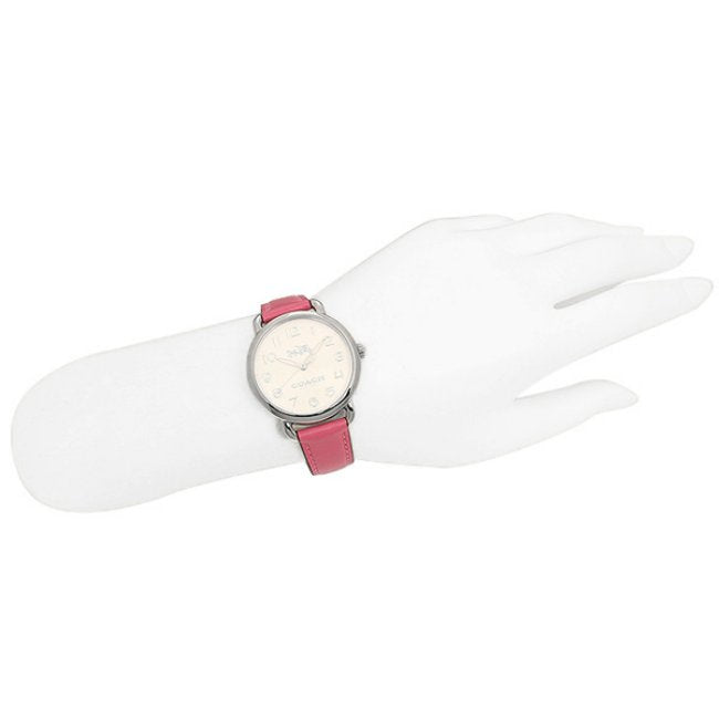 Coach Delancey Silver Dial Pink Leather Strap Ladies Watch 14502560