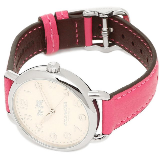Coach Delancey Silver Dial Pink Leather Strap Ladies Watch 14502560