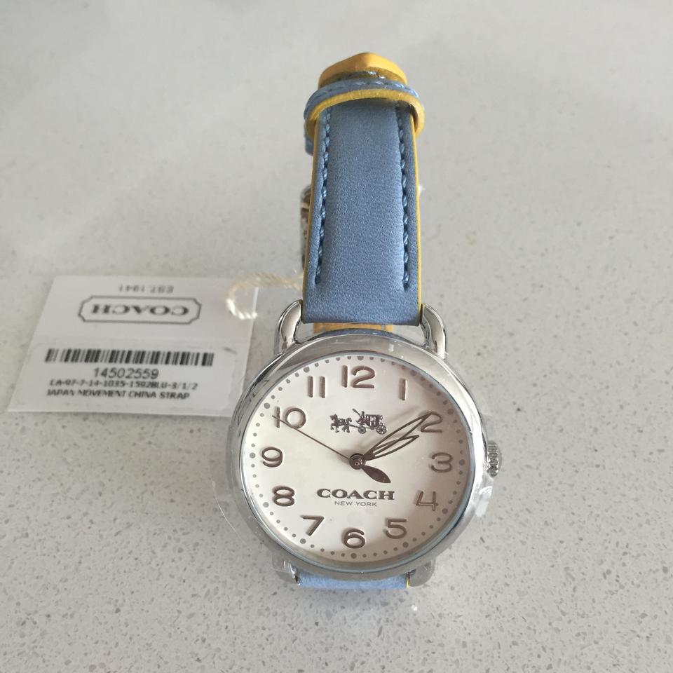 Coach Delancey Silver Dial Blue Leather Strap Ladies Watch 14502559