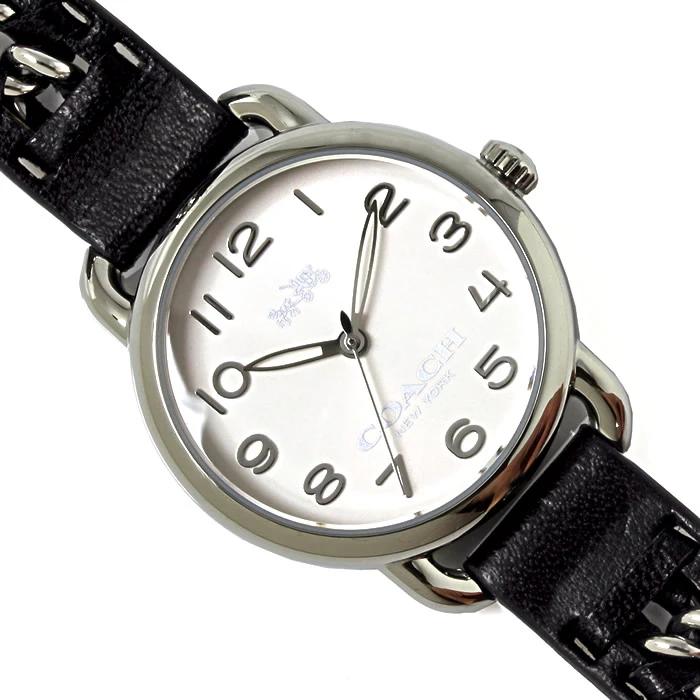 Coach Delancey White Dial Black Leather Strap Ladies Watch 14502257