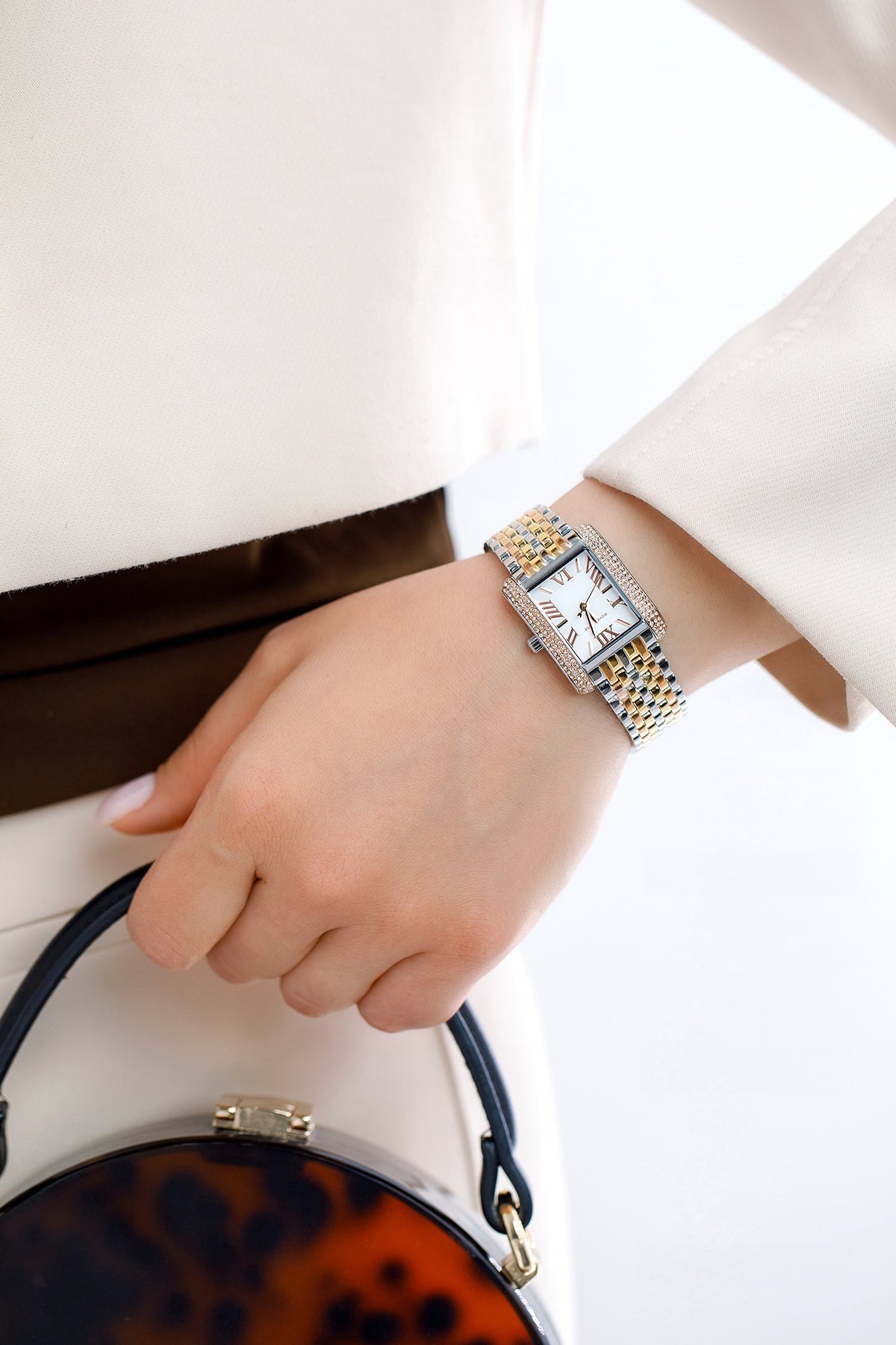 Michael Kors Emery Tri-Tone Quartz Crystal White Dial Women's Watch - MK4744