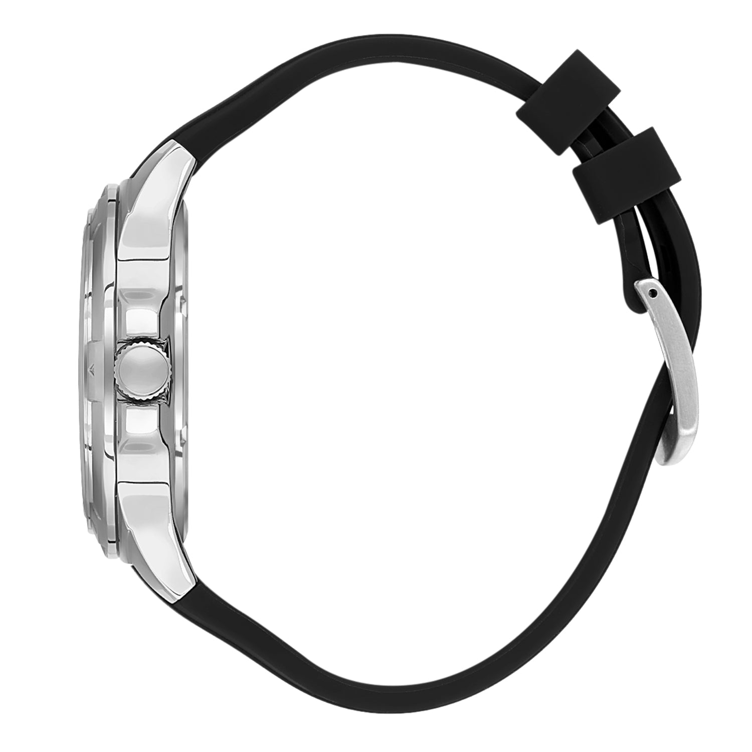 Daniel Klein Premium Date Window Black Dial and Silicone Strap Silver Watch - DK.1.13734-1