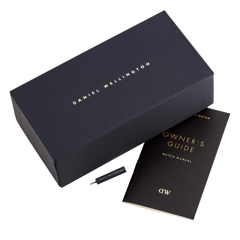 Daniel Wellington Sheffield watch box with owner's guide and cleaning cloth