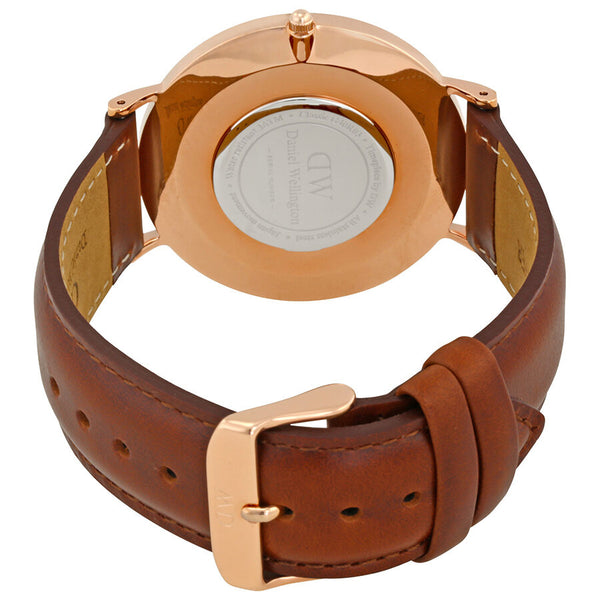 Daniel Wellington St Mawes 40mm White Dial Brown Genuine Leather Men's Gold Watch - DW00100006