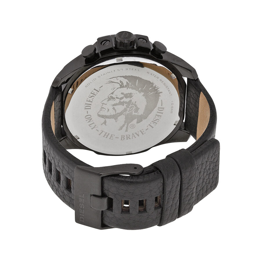 Diesel Chronograph Black Dial Black Leather Men's Watch #DZ4291 - The Watches Men & CO #3