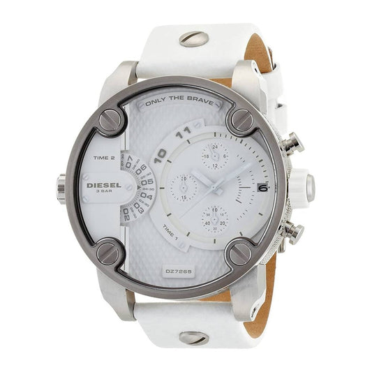 DIESEL Badass Chronograph White Dial White Leather Men's Watch DZ7265