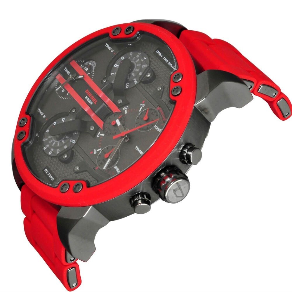 Diesel Mr. Daddy 2.0 Gunmetal Dial All Red Chronograph Men's Watch DZ7370