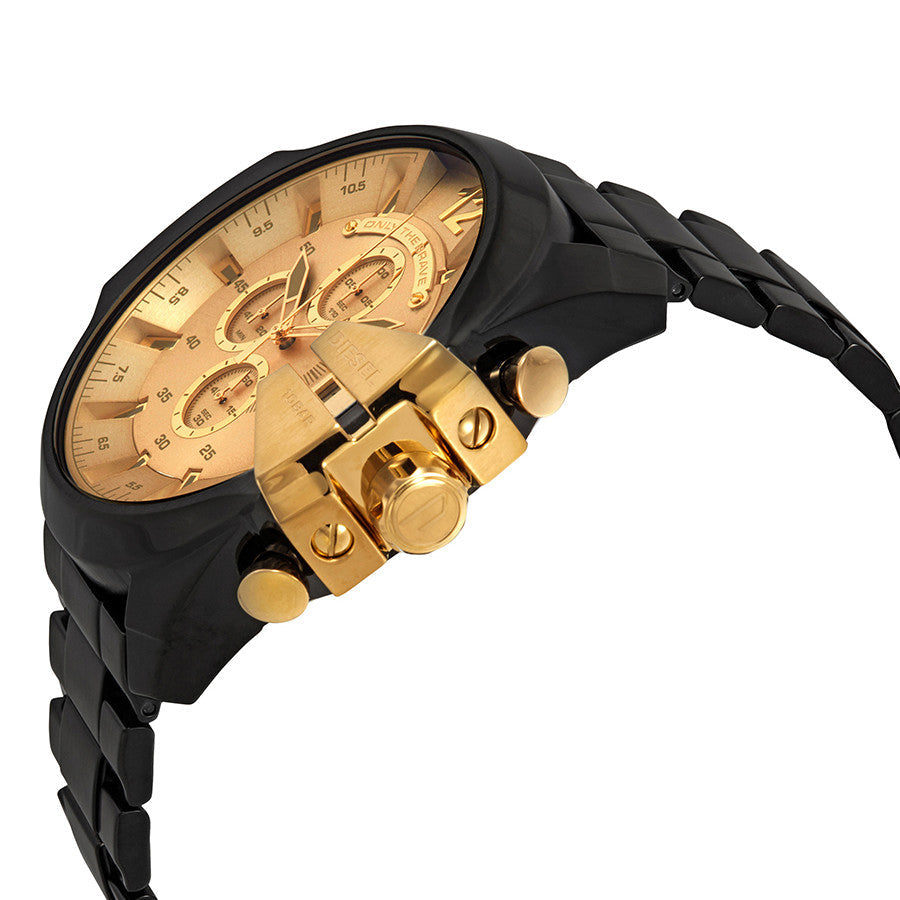 Diesel Mega Chief DZ4485 316L Black stainless steel 100m water resistant 4 Time zones