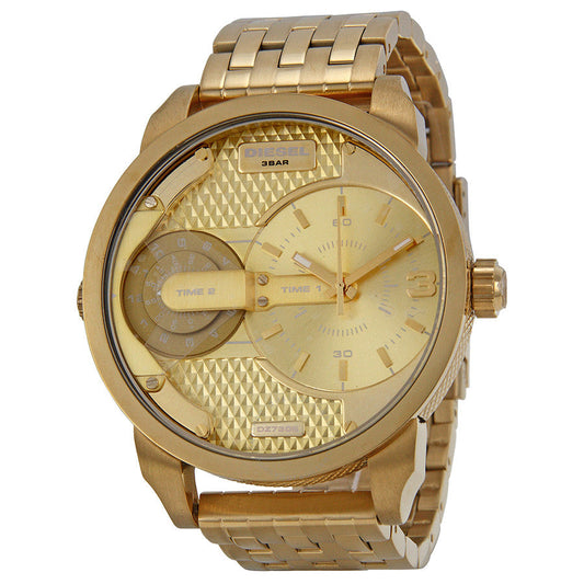 Diesel Mini Daddy DZ7306 316L gold stainless steel 3ATM (30m) water resistant Dual time zones (GMT)