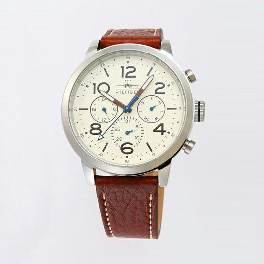 Tommy Hilfiger Beige Dial Leather Strap Men's Watch 1791230