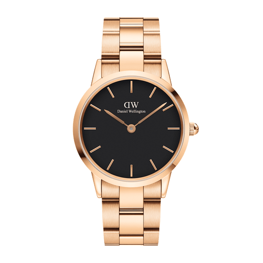 Daniel Wellington Watch Black Iconic Link 36mm Rose Gold DW00100210