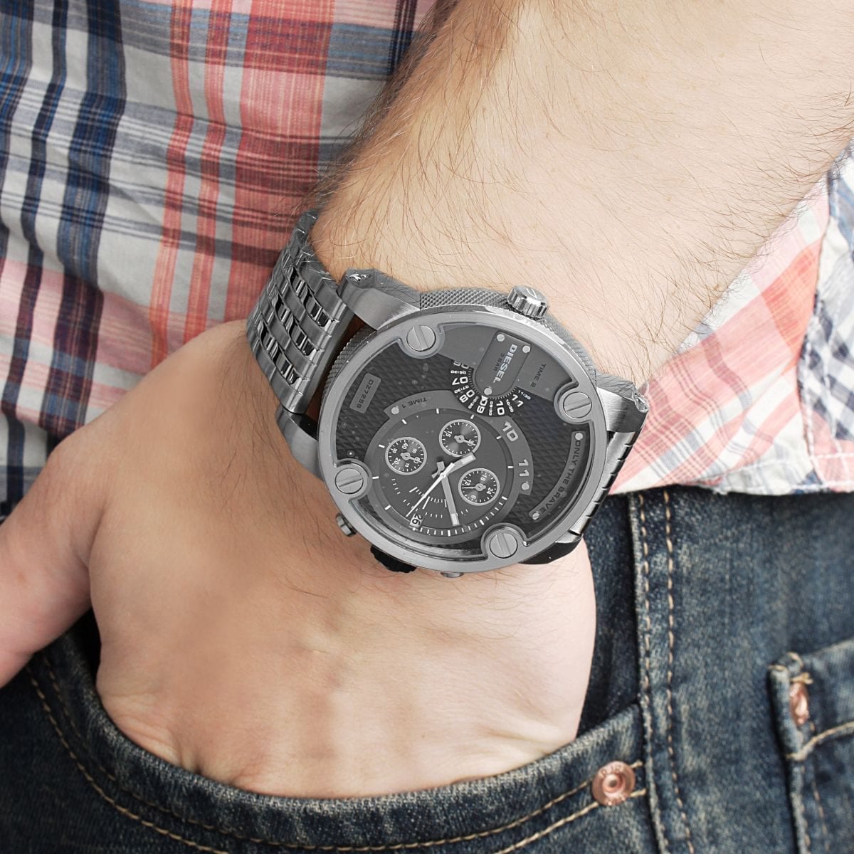 Diesel SBA Dual Time Gunmetal Watch DZ7259