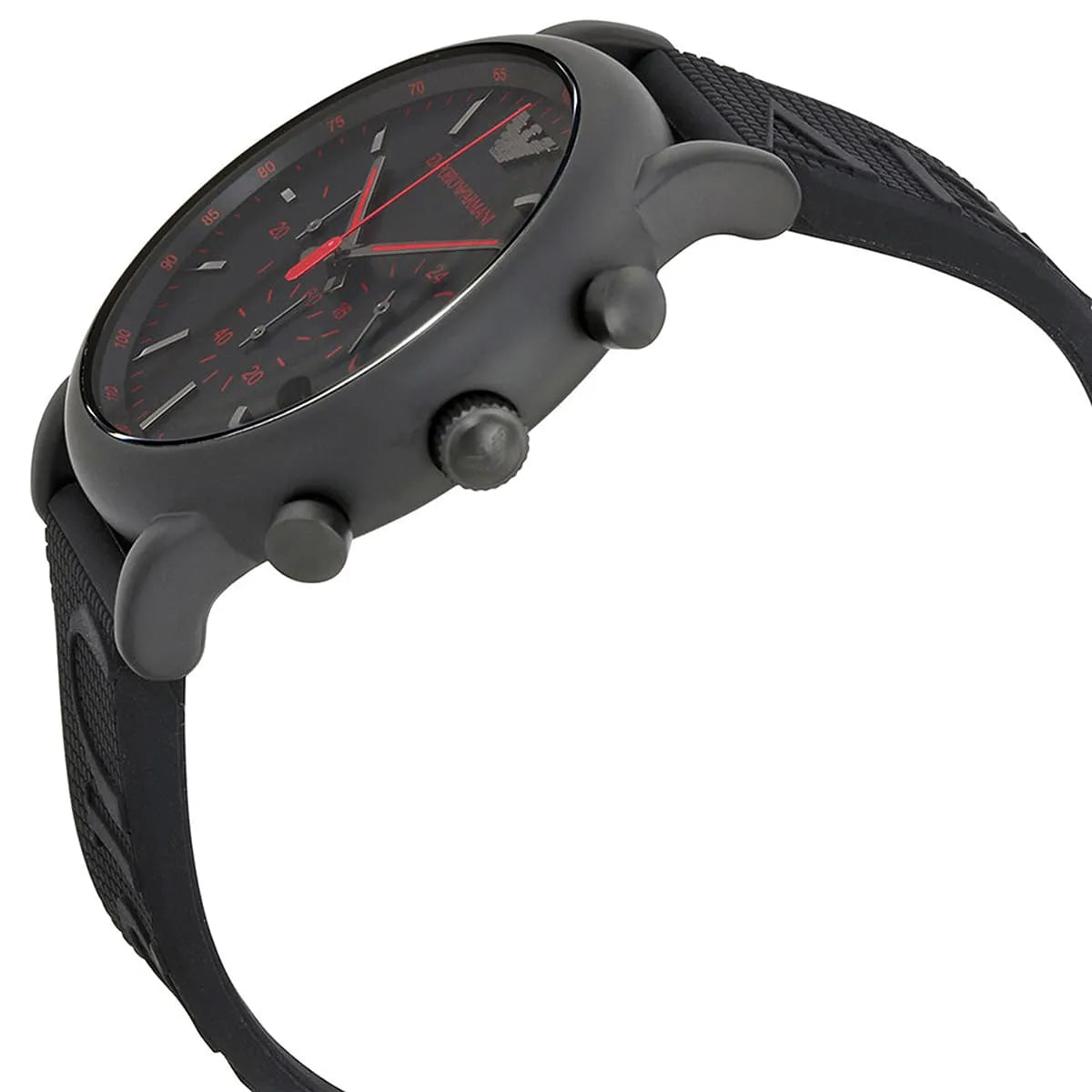 Emporio Armani Luigi Chronograph Black Dial Black Rubber Strap Watch - AR11024