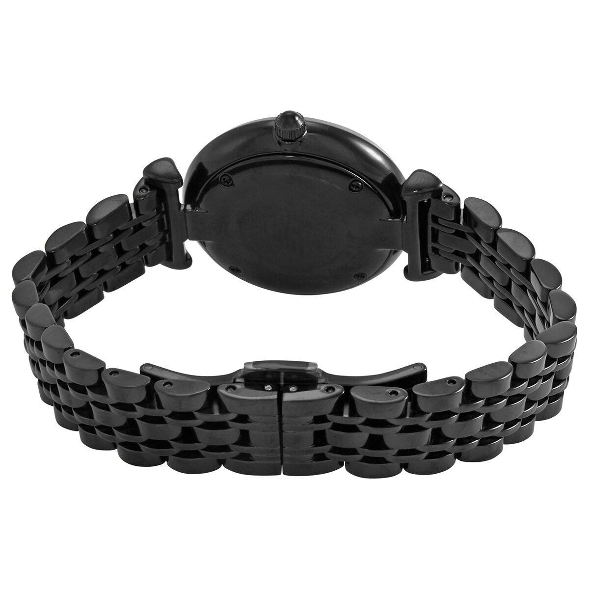 Back view of Emporio Armani AR11245 showing black stainless steel case and bracelet