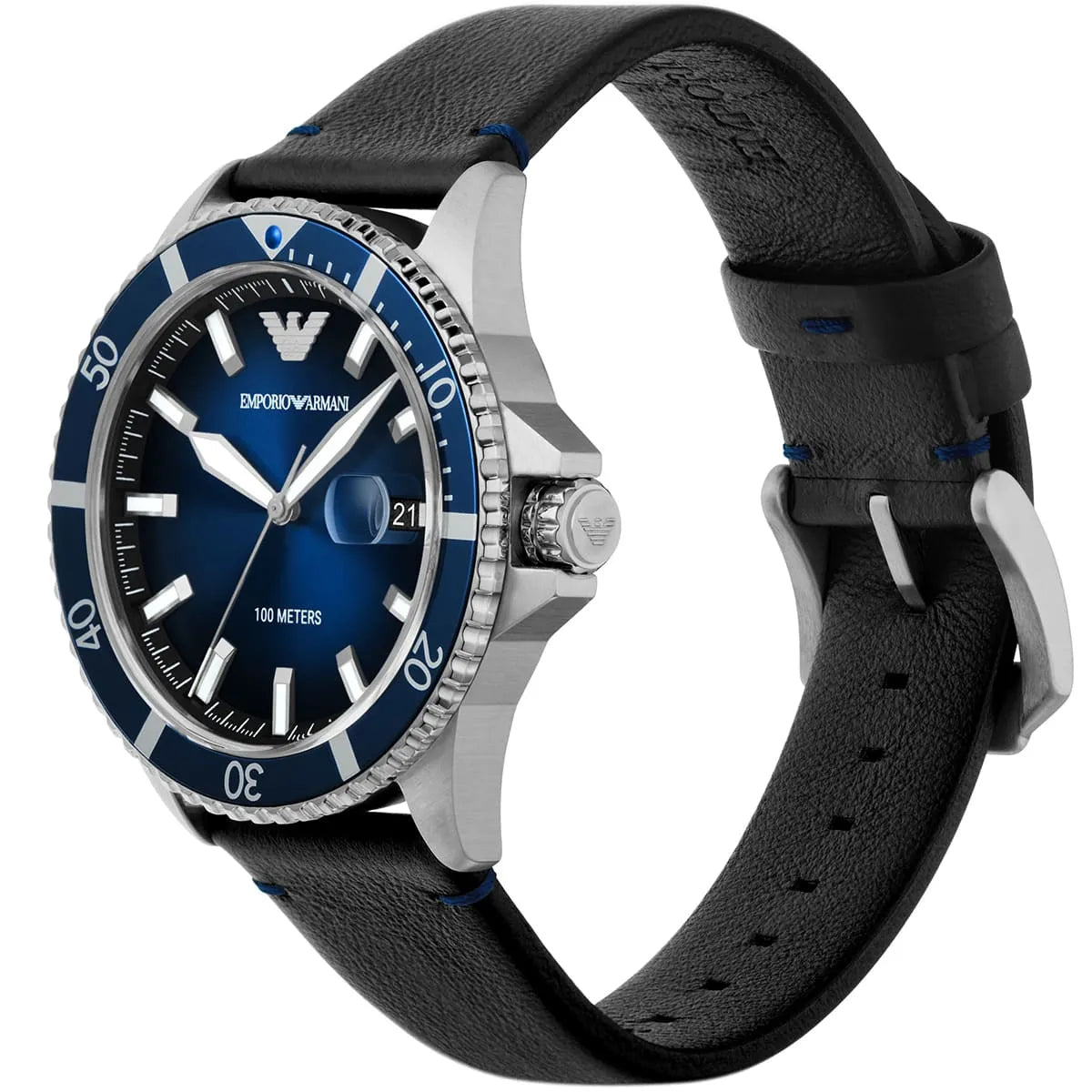 Emporio Armani Silver and Blue Watch - AR11516