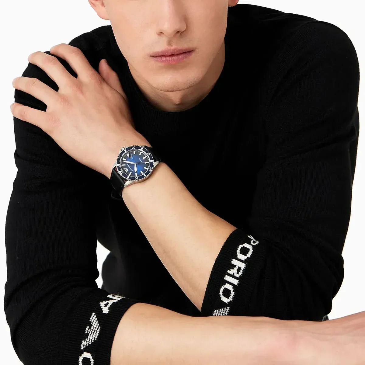 Emporio Armani Silver and Blue Watch - AR11516