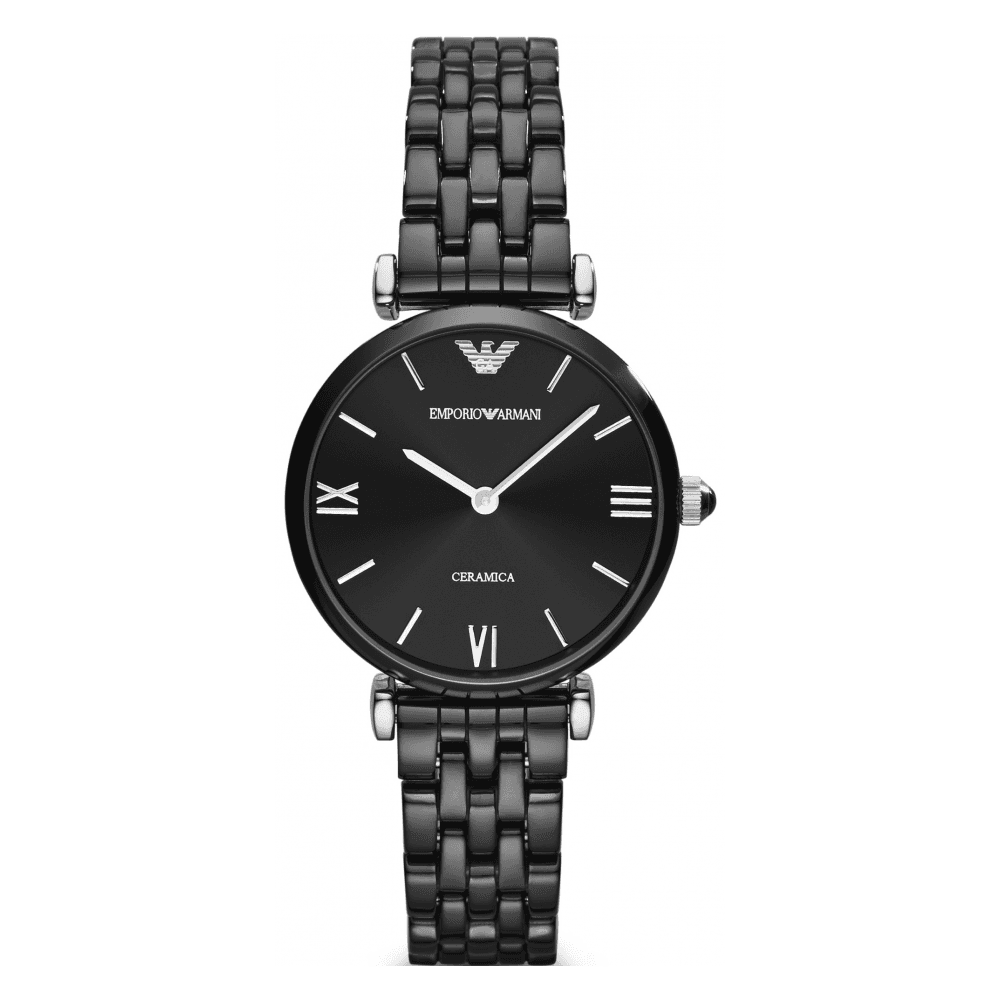 Emporio Armani Ceramica Black Dial Black Ceramic Quartz Ladies Watch AR1487