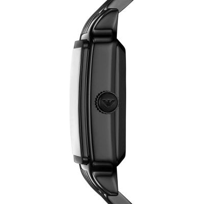 Emporio Armani AR60058 rectangular case profile with crown detail