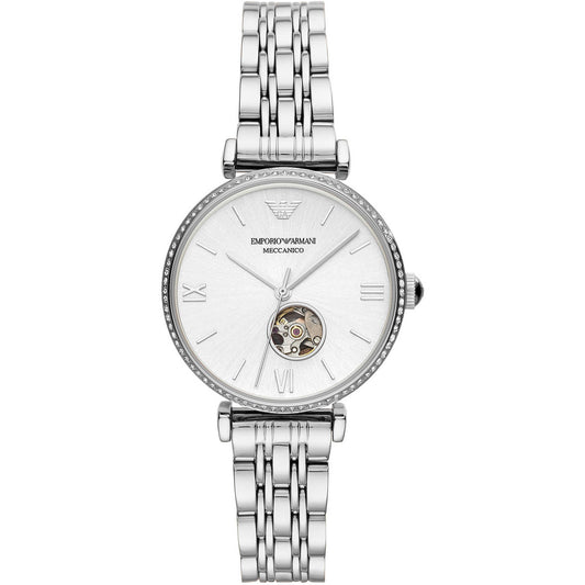 Emporio Armani Automatic Crystal Silver Dial Ladies Watch #AR60022 - Dawson Watches