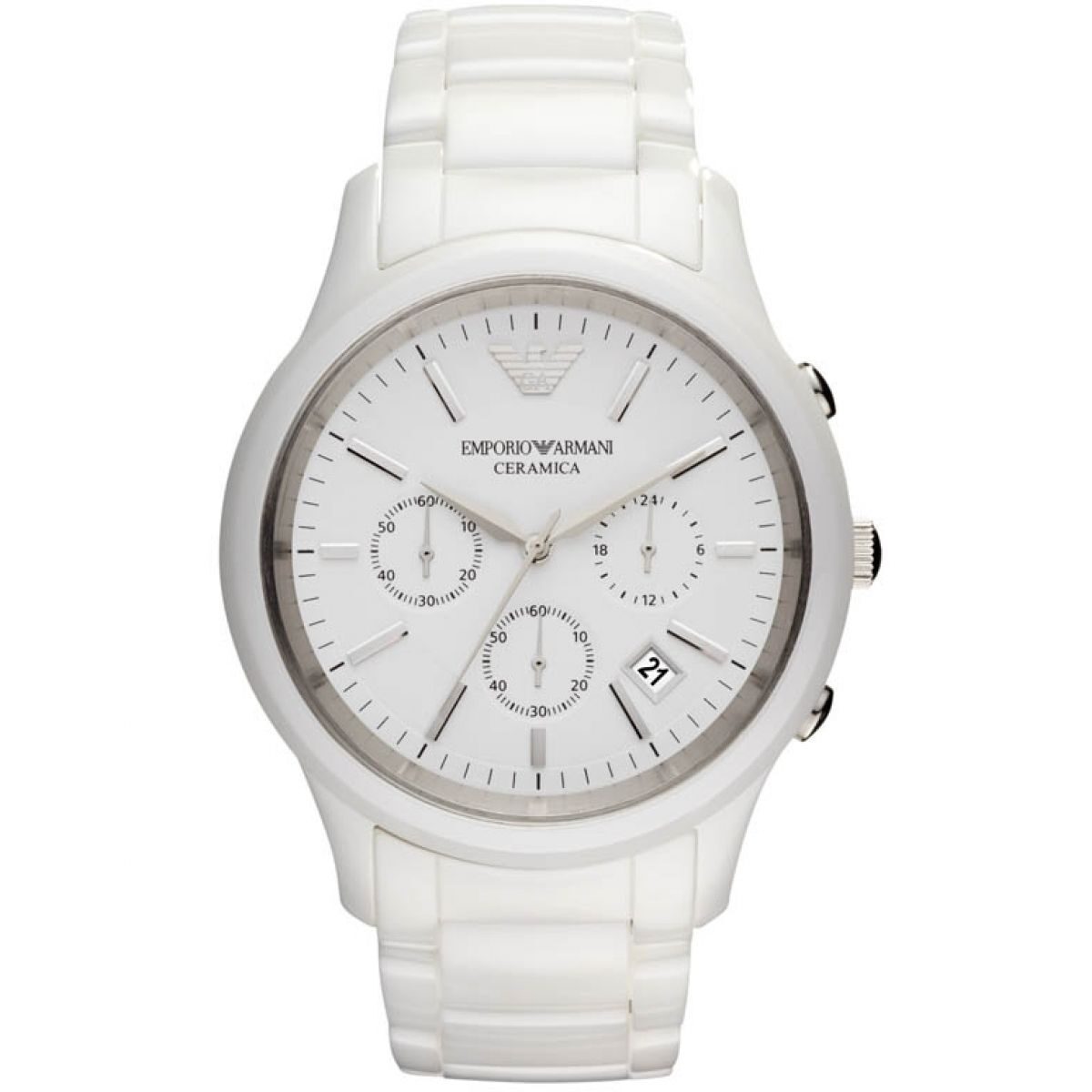 Emporio Armani Ceramica Chronograph White Dial Men's Watch AR1453 - BigDaddy Watches