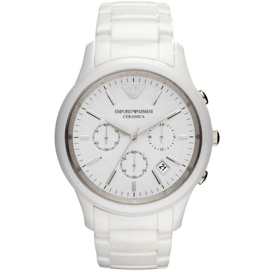 Emporio Armani Ceramica Chronograph White Dial Men's Watch AR1453 - BigDaddy Watches