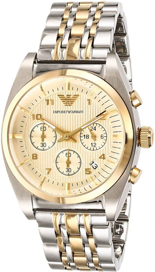 Emporio Armani Classic Silver Dial Two-tone Chronograph Men's Watch AR0396