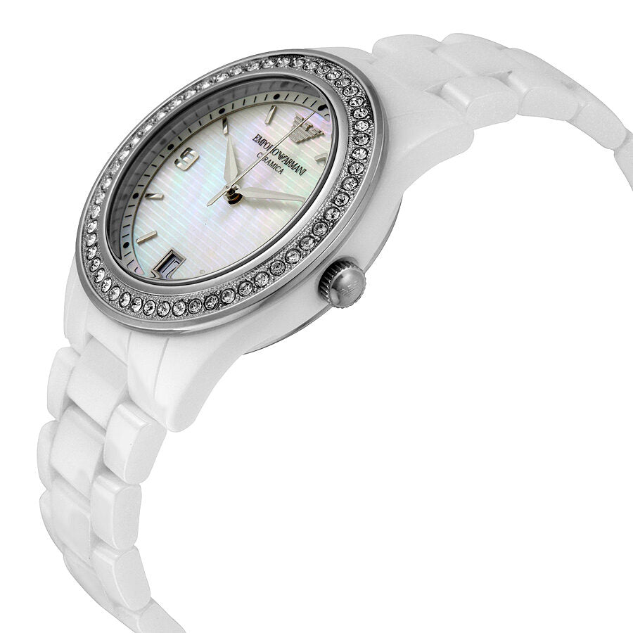 Emporio Armani Crystal Mother of Pearl Dial Ladies Watch AR1426 - BigDaddy Watches #2