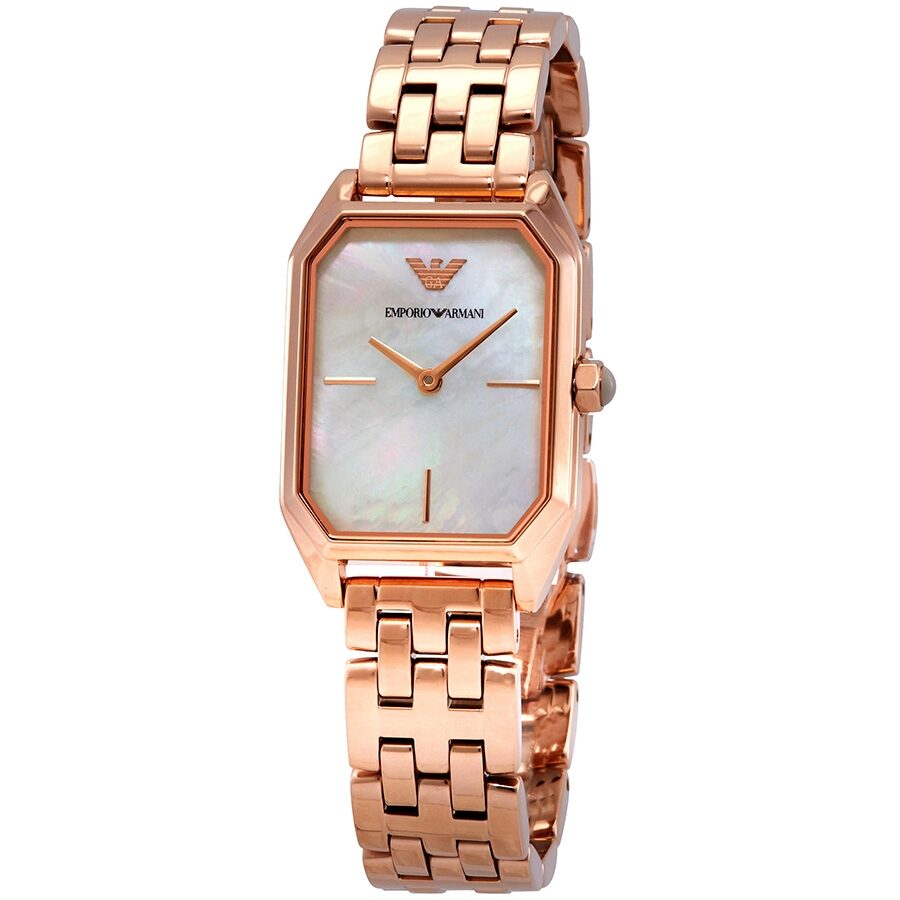 Armani Giola Quartz White Mother of Pearl Dial Ladies Watch AR11147 - The Watches Men & CO