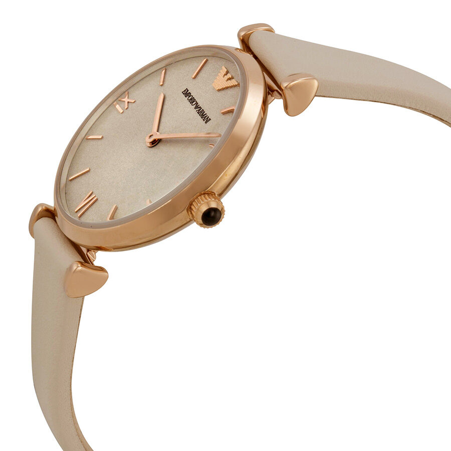 Emporio Armani Light Brown Dial White Leather Ladies Watch 1769 - BigDaddy Watches #2