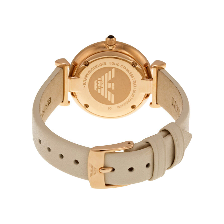 Emporio Armani Light Brown Dial White Leather Ladies Watch 1769 - BigDaddy Watches #3