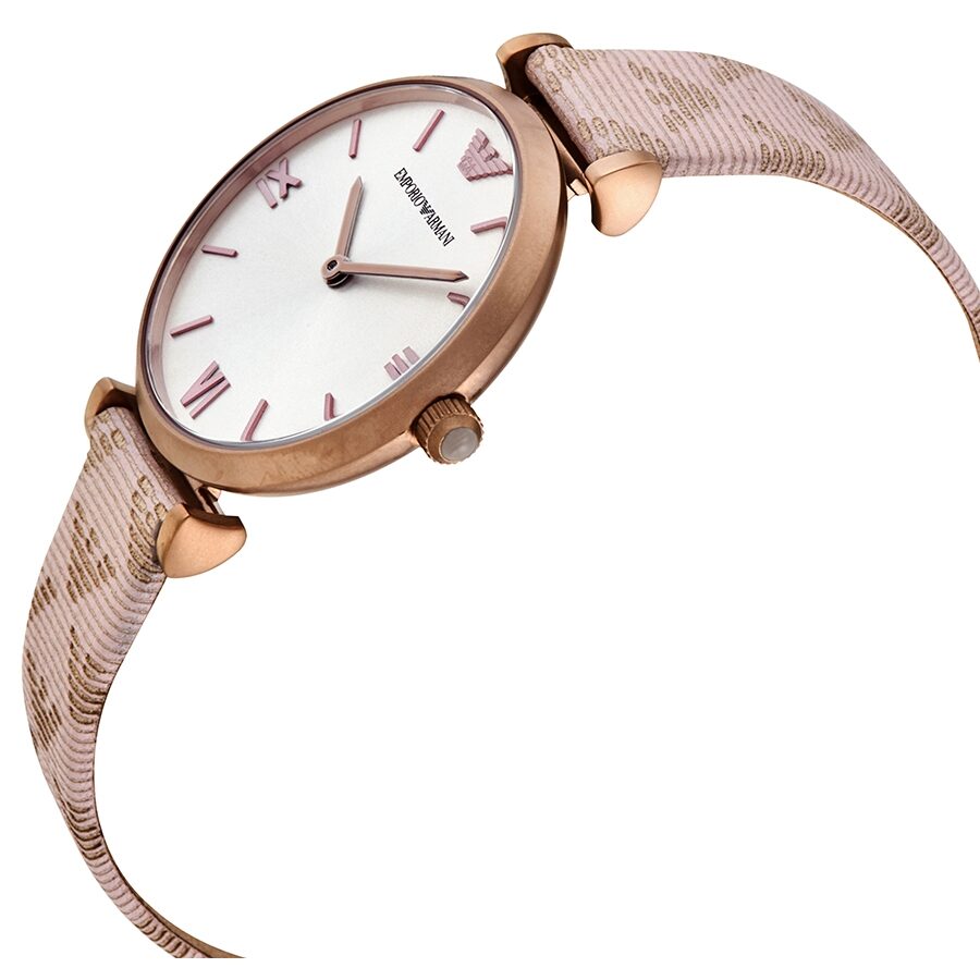 Emporio Armani Quartz Grey Dial Beige Leather Ladies Watch AR11126 - BigDaddy Watches #2