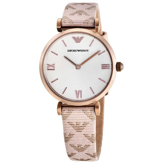 Emporio Armani Quartz Grey Dial Beige Leather Ladies Watch AR11126 - BigDaddy Watches