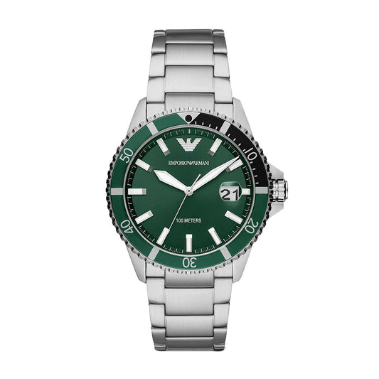 Emporio Armani Green Dial Silver Men's Watch  AR11338 - Dawson Watches