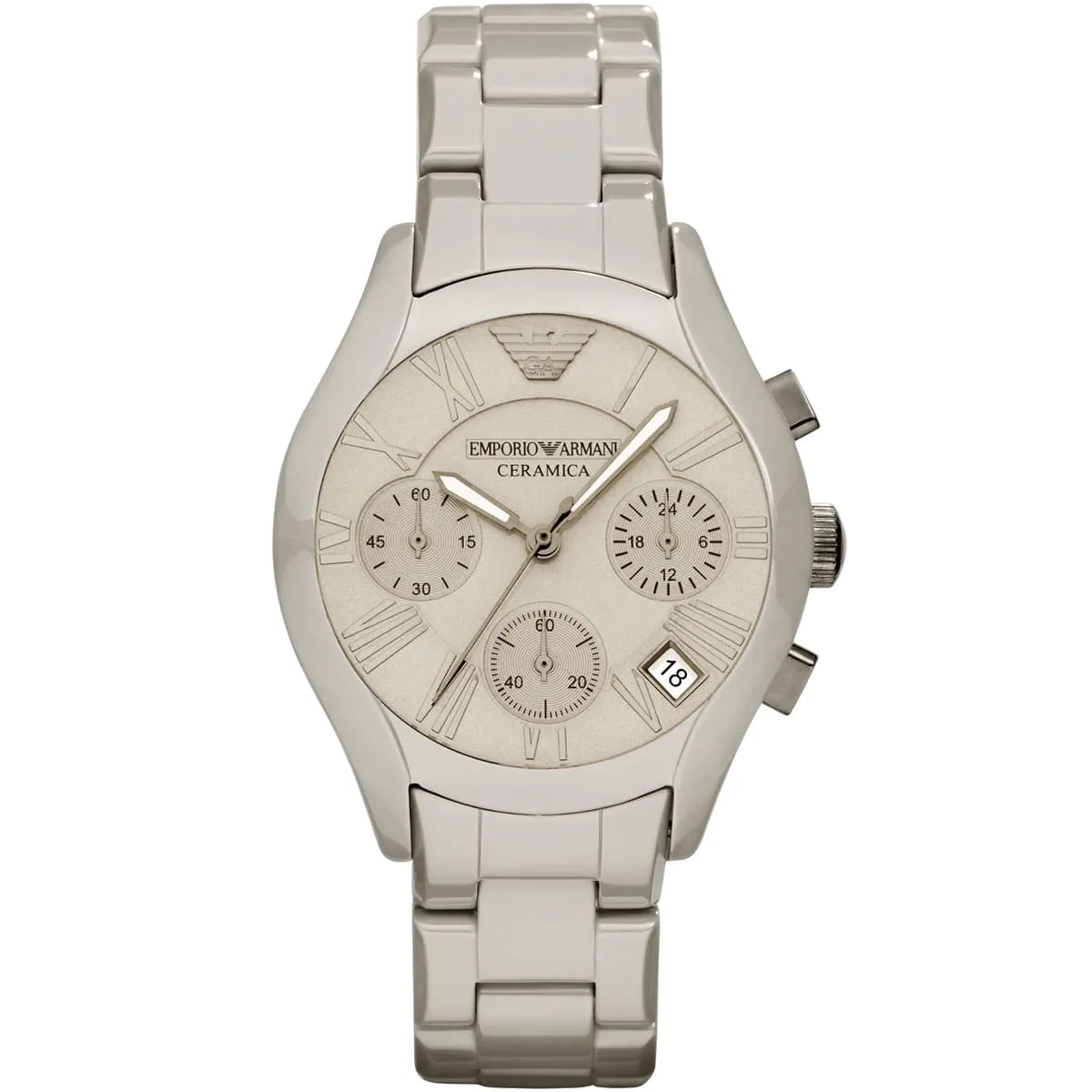 Emporio Armani Valente White Ceramica Chronograph Watch - AR1460