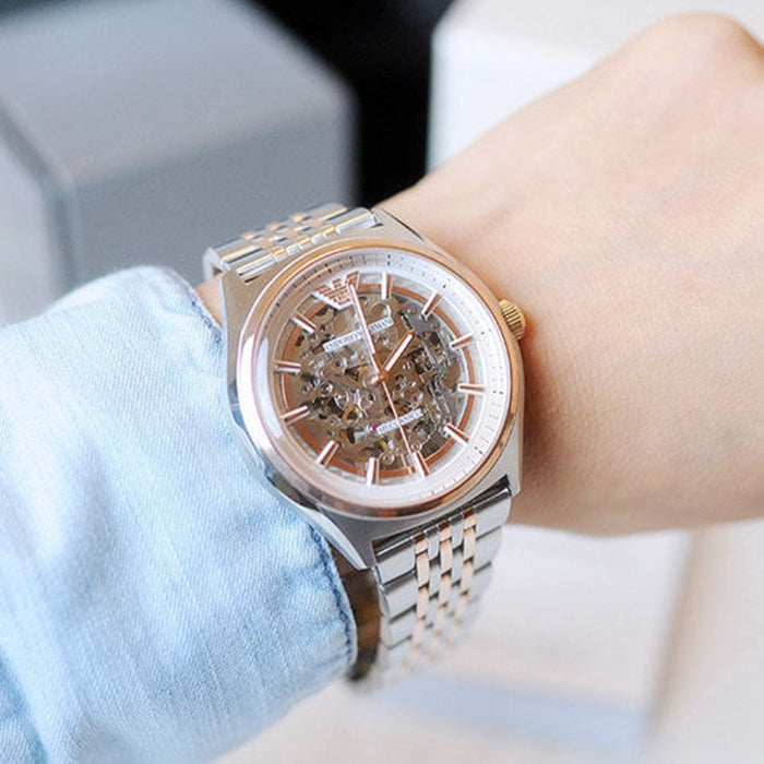 Emporio Armani Automatic Skeleton Dial Two-tone Men's Watch AR60002