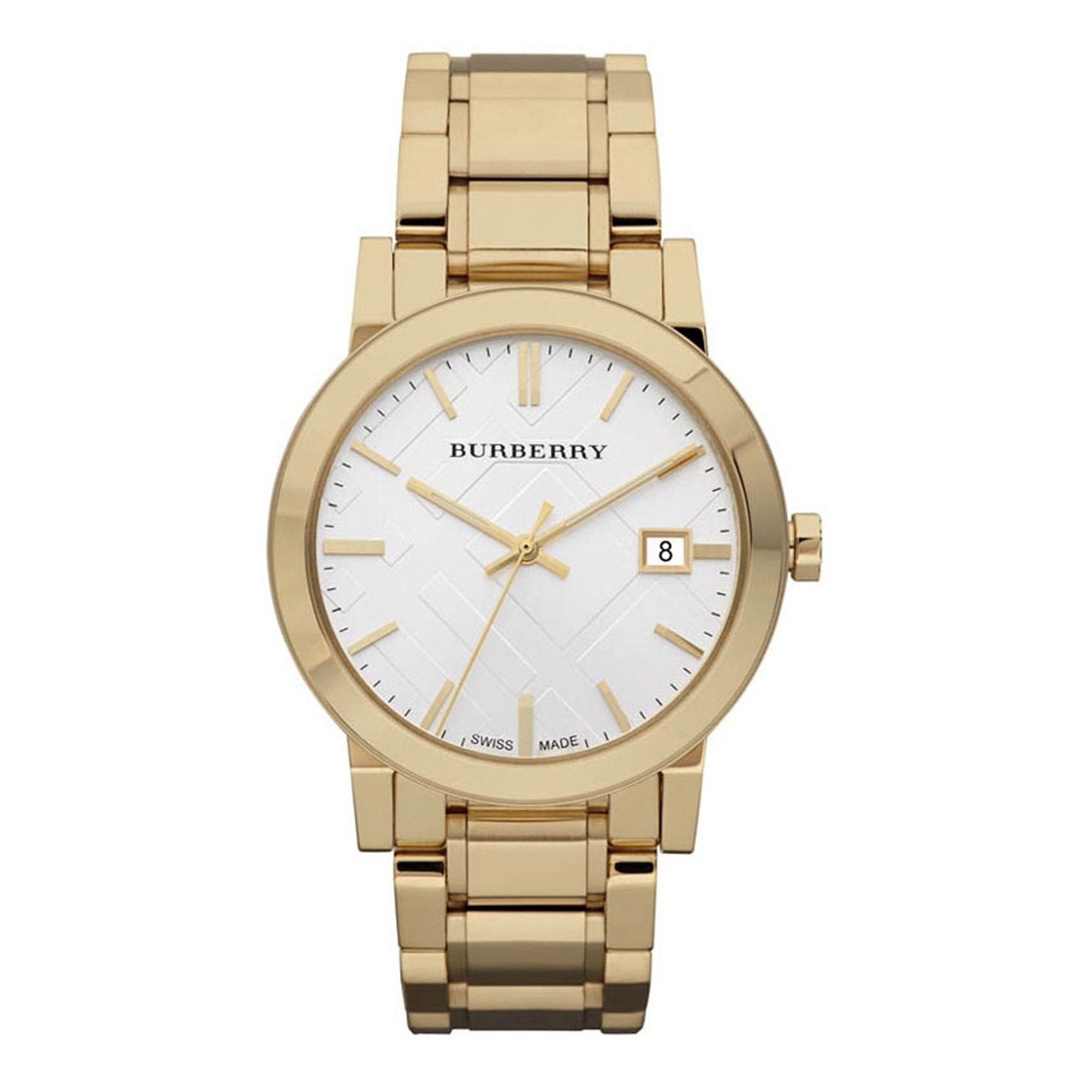 Burberry White Dial Yellow Gold-plated Stainless Steel Unisex Watch BU9003
