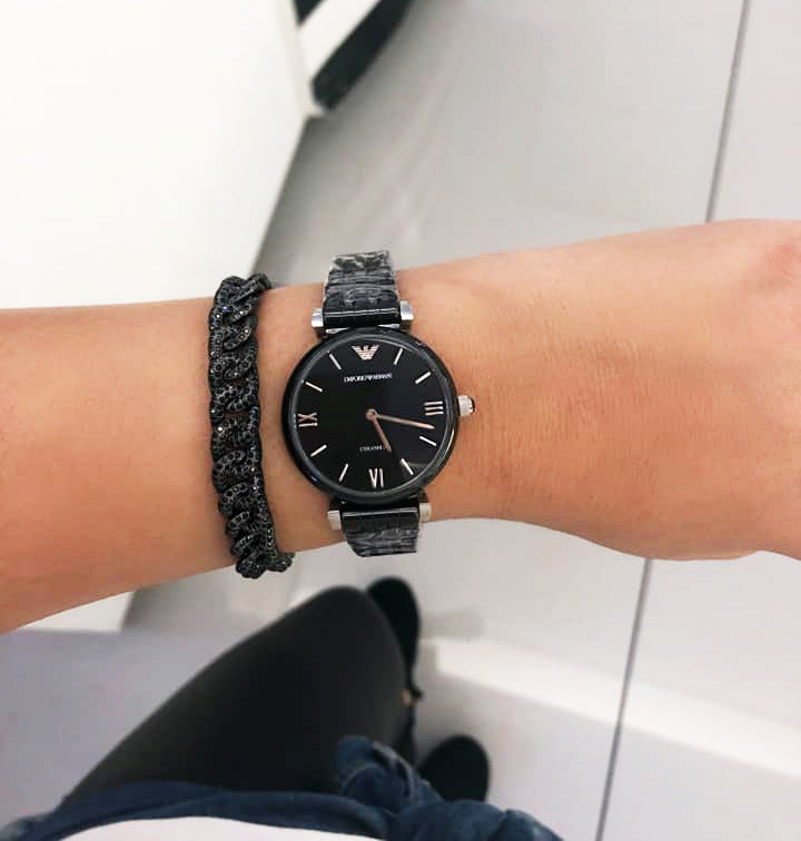 Emporio Armani Ceramica Black Dial Black Ceramic Quartz Ladies Watch AR1487