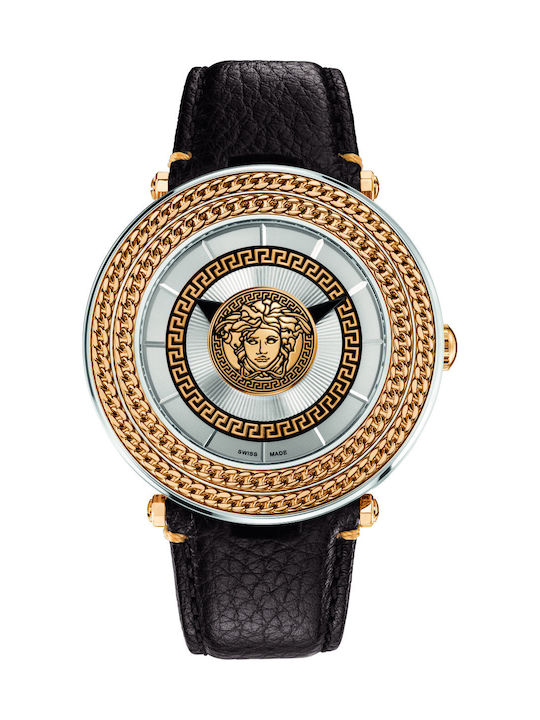 Versace V-Metal Icon Brown Leather Strap Men's Watch VQL010015 - Dawson Watches #2