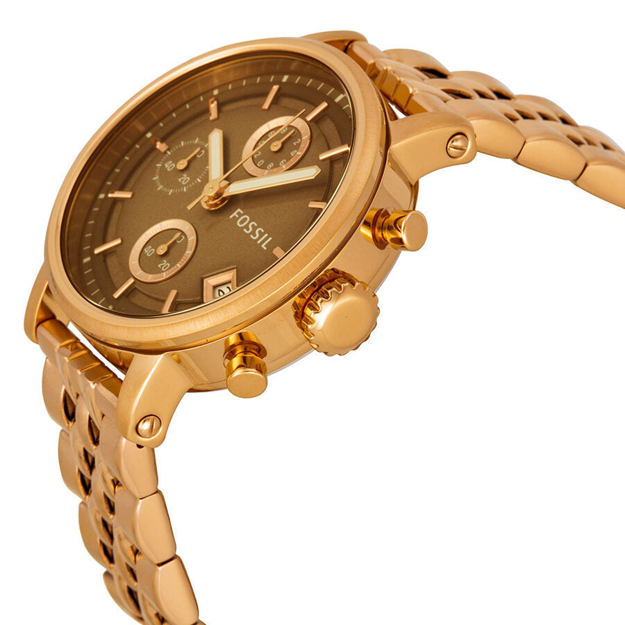 Fossil Boyfriend Chronograph Brown Dial Rose Gold-tone Ladies Watch ES3494 - BigDaddy Watches #2